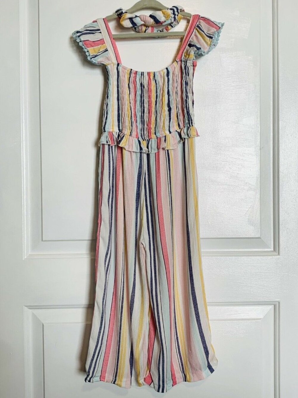 BTWEEN Los Angeles Boutique Toddler NEW Striped Off the Shoulder Jumpsuit 4T